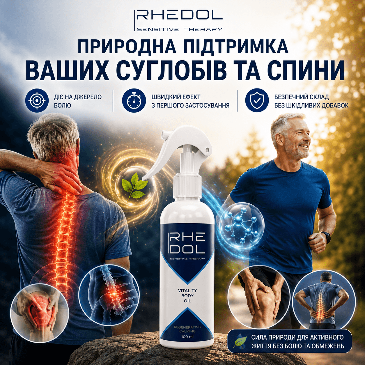 RHEDOL™ — ШВИДКЕ ПОЗБАВЛЕННЯ ВІД БОЛЮ В СУГЛОБАХ ТА СПИНІ